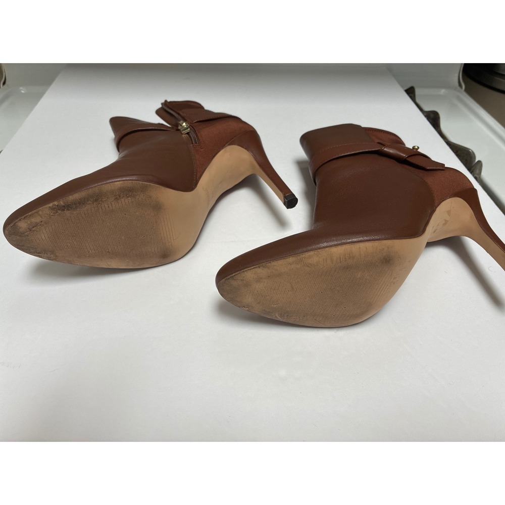 White House Black Market Cognac Brown Leather Stiletto Ankle Boots Size 7M - Picture 7 of 12